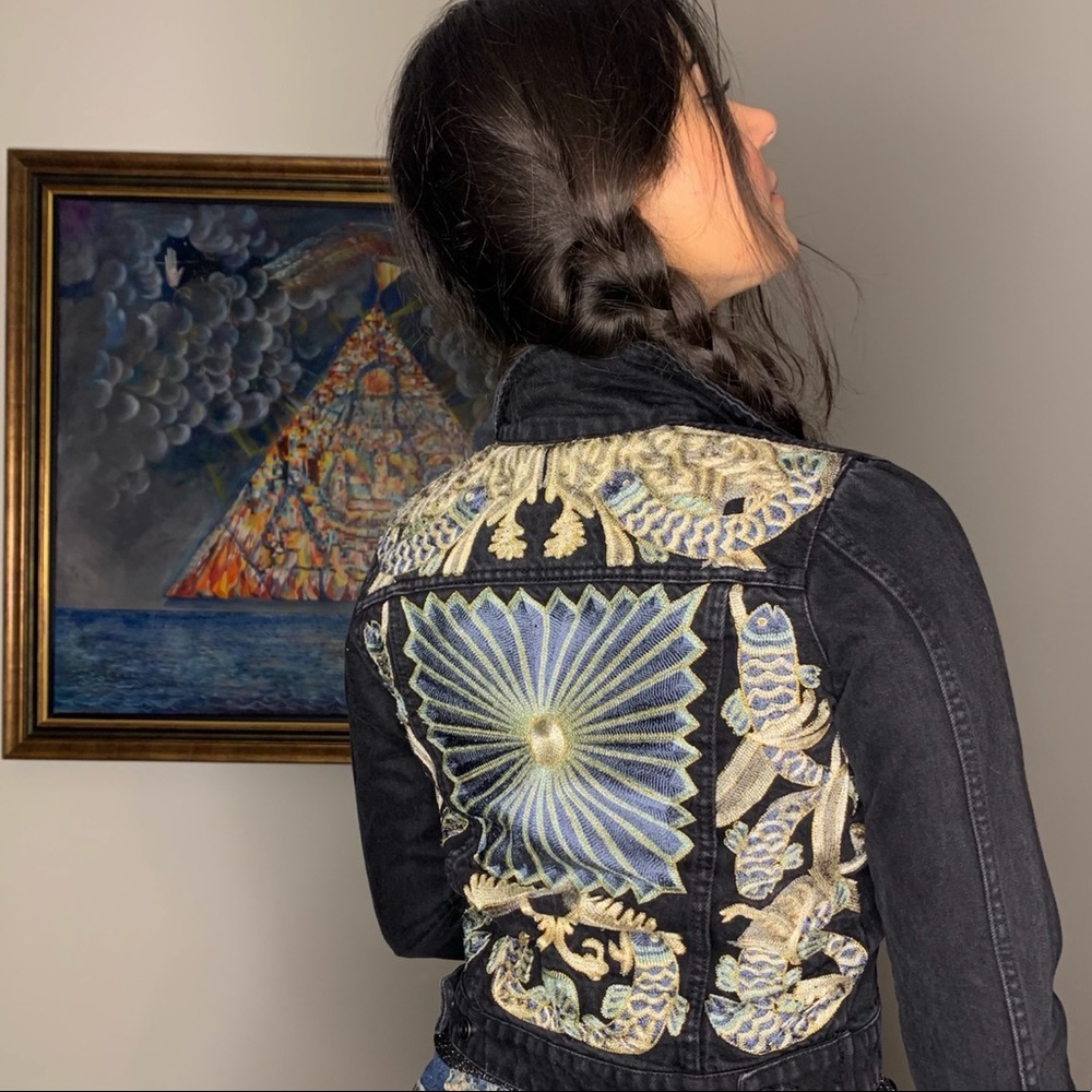 Black Embroidered Denim Jacket H&M (Spring 2014)
